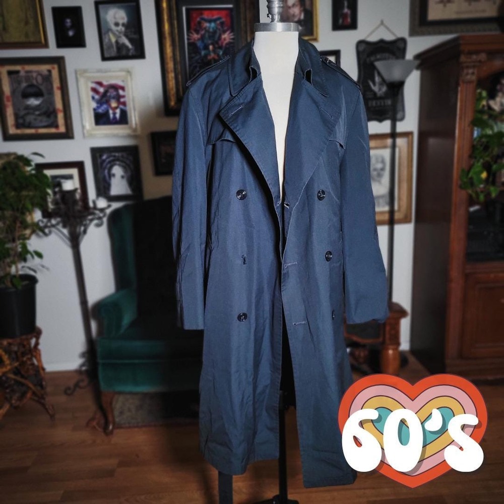 Wallachs Alpaca Lined Trench Coat Vintage 60s Mid-Century Luxury Outerwear 44R